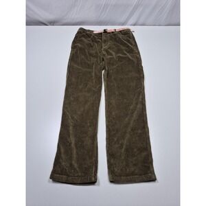 Stoic Stretch Corduroy Chino Pants Mens 32x30 Green Belted Elastic Waist Casual
